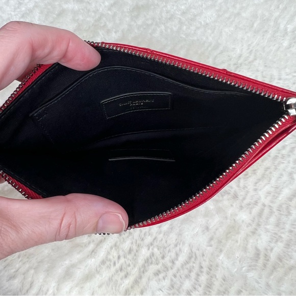 Saint Laurent Red Crinkled Leather Niki Bill Pouch Wallet - Picture 6 of 10